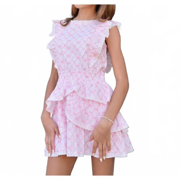 LOVESHACKFANCY Other - NEW LOVESHACKFANCY decker mini dress in pink peppermint